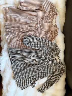 Pehr Ruffled Gingham Button-Front Dresses  - Blush & Black (18-24m)